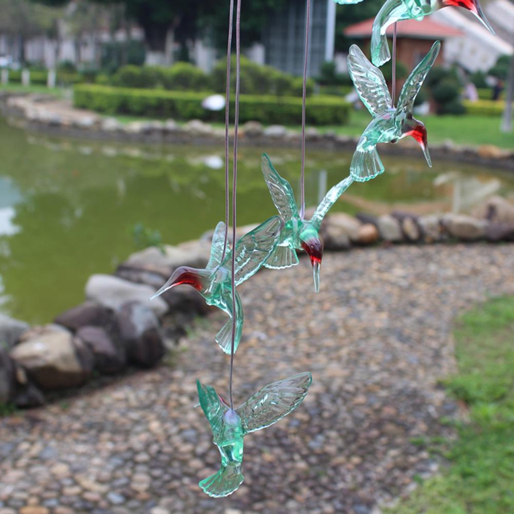 LED Solar Wind Chime Butterfly Crystal Windchime Hummingbird Color Changing Waterproof Outdoor Windchimes for Garden Decoration