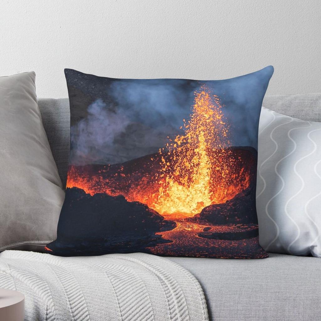 Meradalir Icelandic Lava Fountain Square Pillowcase Polyester Linen Velvet Creative Decorative Throw Pillow Case Sofa Cover