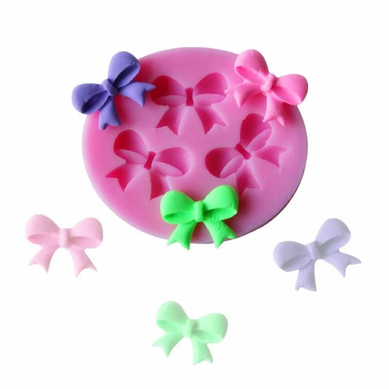 Mini 3-Grid Bow Silicone Mold Creative DIY Candy Molds Kitchen Baking Cake Decor Tool Candles Handmade Soap 3D Mould Wholesale
