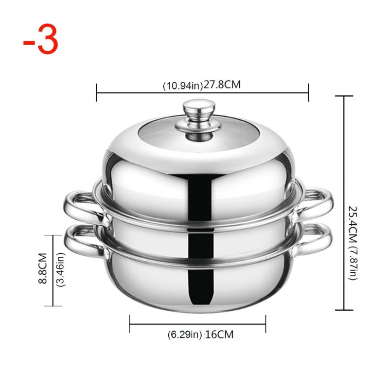 High Efficiency 3 Layer Nonrust Steel Steamer Pot With Ergonomic Handle For Safe And Even Heating