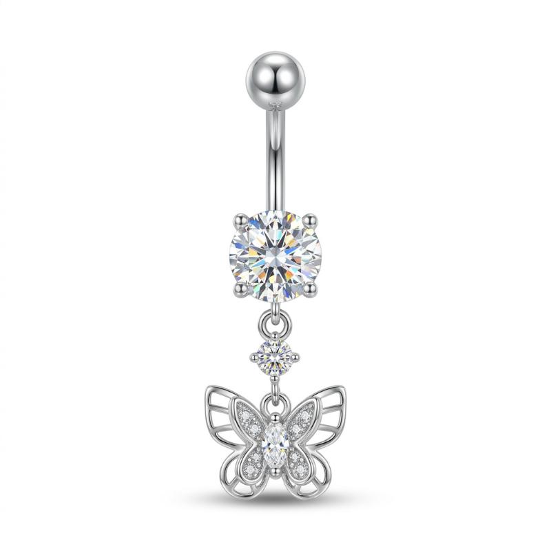 Mixed-Style Navel Piercing For Women Sexy Body Belly Piercings Rhinestone Butterfly Curved Belly Button Rings