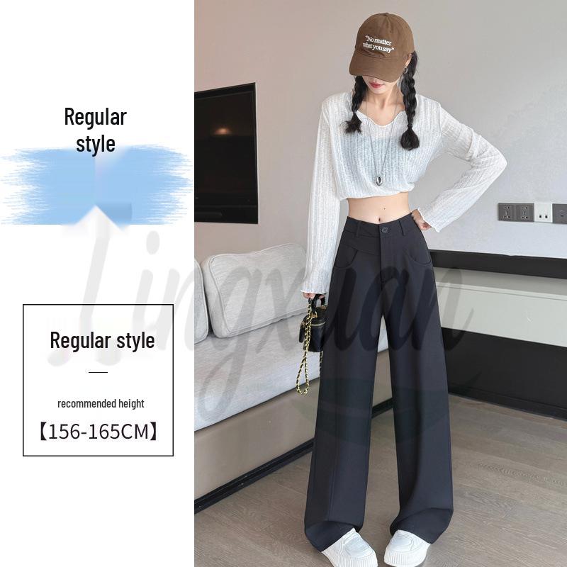 2026 Spring/Autumn New Style High Waist Slim Fit Wide Leg Straight Floor-Length Banana Pants