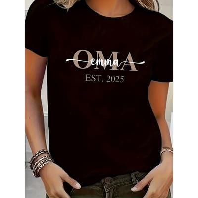 European Sizes New 2025 OMA Letter Print T-Shirt