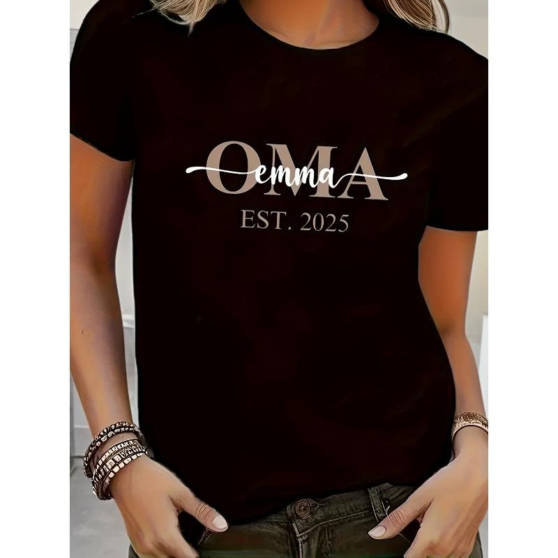 

European sizes New 2025 OMA Letter Print T-Shirt 4XL