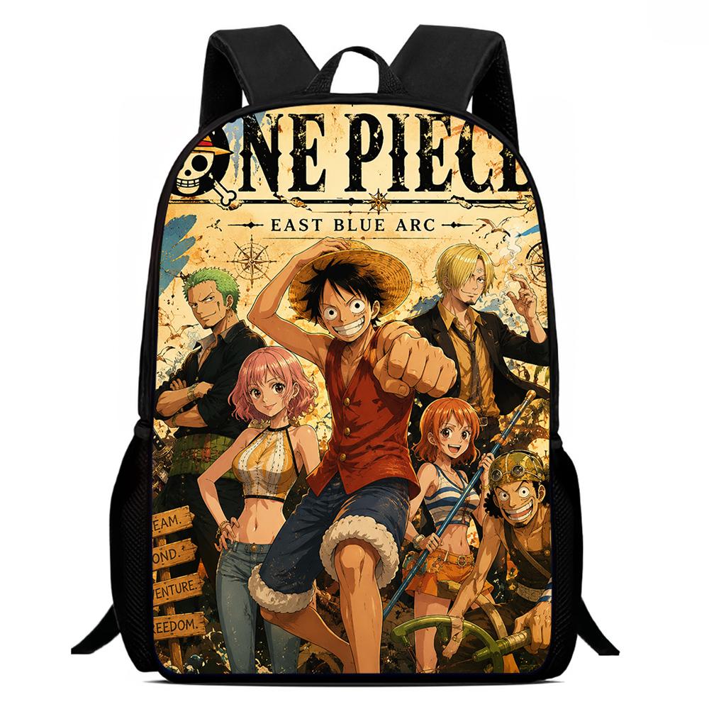 One Piece Mochila Escolar 15-Inch Large Capacity Durable Lightweight Adjustable Cartoon School Backpack Unisex For Kids Age 6-10