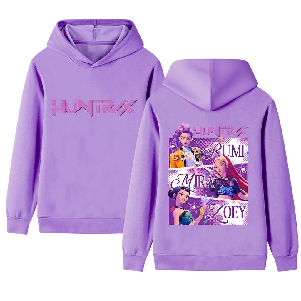 B1199-2 Kinder Jungen Mädchen Kpop Rumi Zoey Mira Beidseitiger Druck Langarm Kapuzenpullover