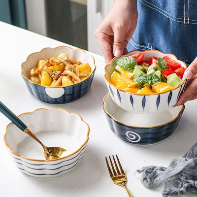 Japanese Ramen Salad Bowl European Porcelain Cute Ceramic Soup Bowl Set Mixing Rice Bowls Korean Kitchen Household Tableware