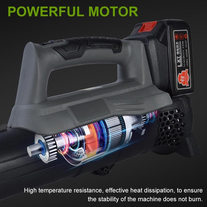 Black 130KM/H Industry Electric Air Blower Cordless Leaf Blower Dust Collector Dust Blowing Sweeper Garden Tools For 18V Li-ion