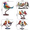 Buntglas-Tischdekoration „Vögel auf Ast“, doppelseitig, mehrfarbig, Vogel-Serie, Heimdekoration