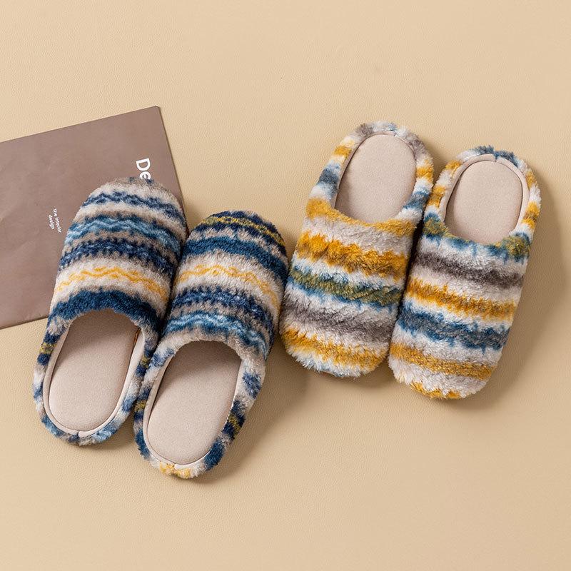 Japanese silent floor cotton slippers autumn and winter non-slip and deodorant indoor home plush slippers winter