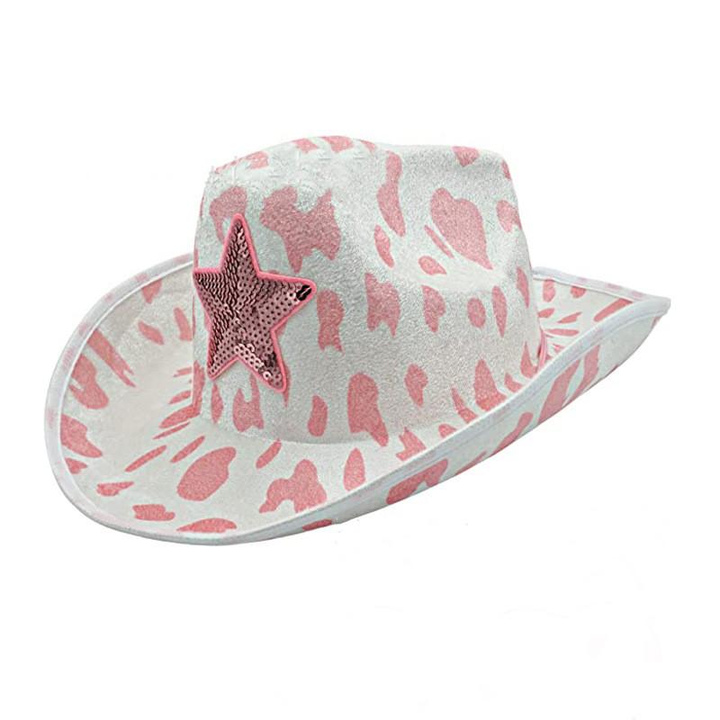 Cowboy Hat Christmas Stage Carnival Party Pink Fluorescent Colorful Cowboy Hat Compound Laser Hat Western Style Illusion