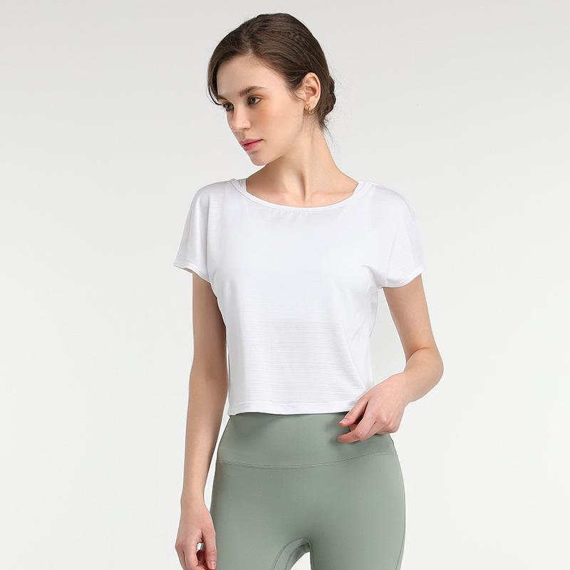 

Женский быстросохнущий топ с коротким рукавом для йоги и бега S белый