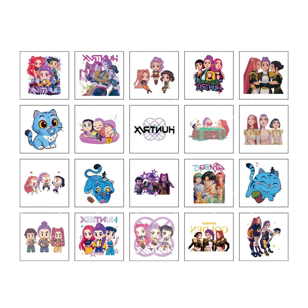 20PCS Rumi Kpop Demon Hunters Temporary Tattoo Stickers Cute Cartoon Design Waterproof Funny Party Christmas Gift Ideas