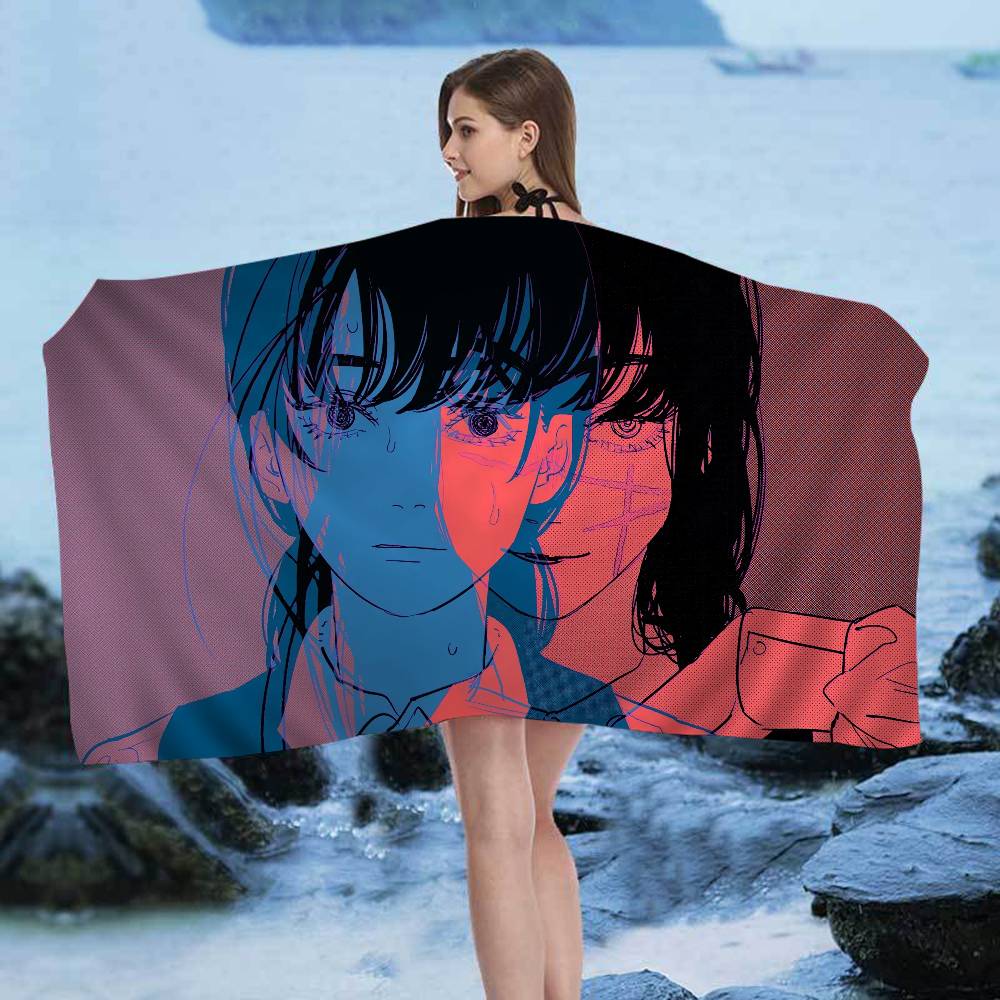 Asa Mitaka Chainsaw Man Anime Microfiber Blanket Quick Drying Beach Towels Oversized Printing Super Absorbent Pool Towel Blanket