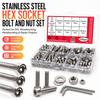 240pcs Stainless Steel Stainless Steel Bolt Set Socket Head Flat Washers Nut And Bolt Set Hex Wrench Included