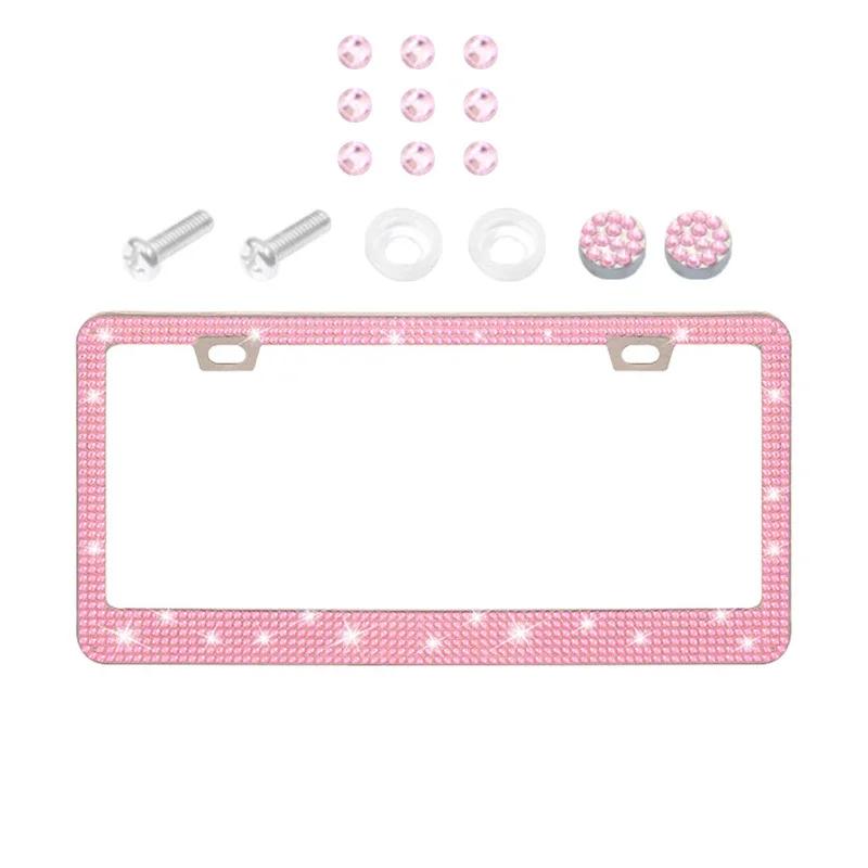 2PCS 31*16cm Bling Crystal License Plate Frame Women Rhinestone Car License Plate Frame Cover Holder Car Accessories New