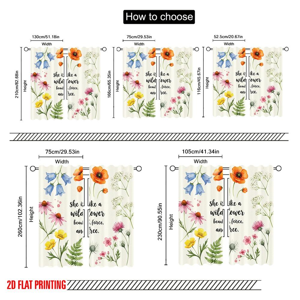 2 Stück 2D Flachdruck Vorhang Sie ist wie eine Wildblume schön wild und frei Polyester Ohne Strom Alle Jahreszeiten Party