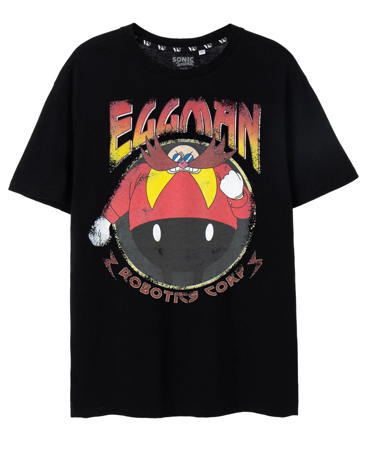 Sonic the Hedgehog Black Eggman Short Sleeved 100% Cotton T-shirt Mens Tees Top Mens 4XL