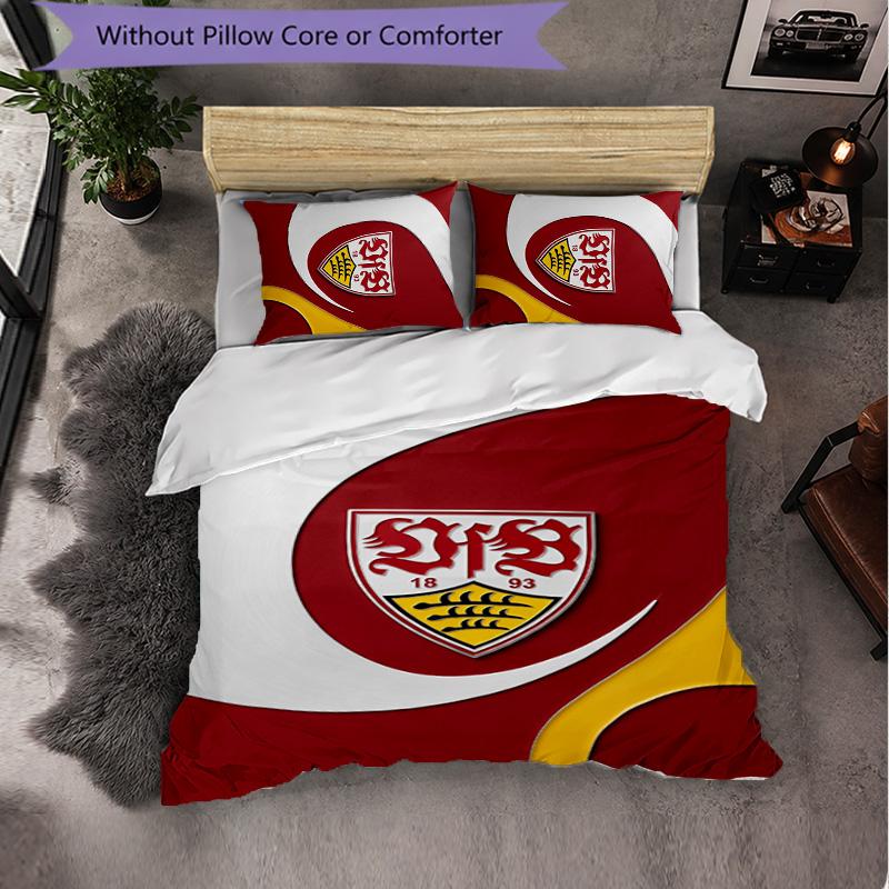 Set Biancheria da Letto Calcio VfB Stuttgart 3 Pezzi Morbido Set Copripiumino con Federe Set Decorazione Camera da Letto per la Casa