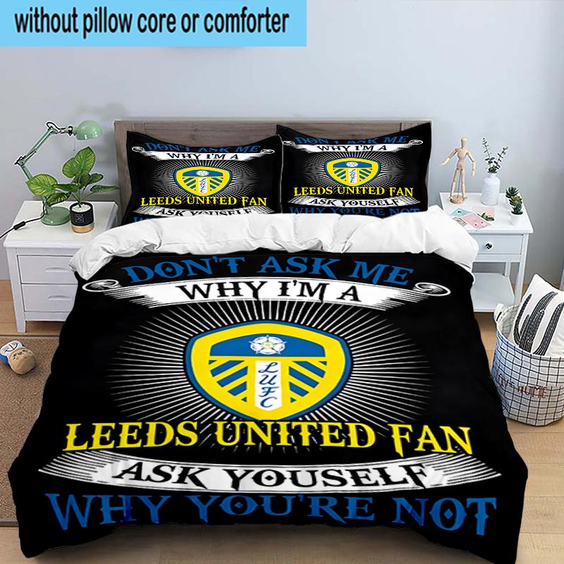 Leeds United Crest Design 3PCS Bedding Set 2D Printing (Includes 1 Duvet Cover + 2 Pillowcases Coreless), Bedroom decor,Fan Gift