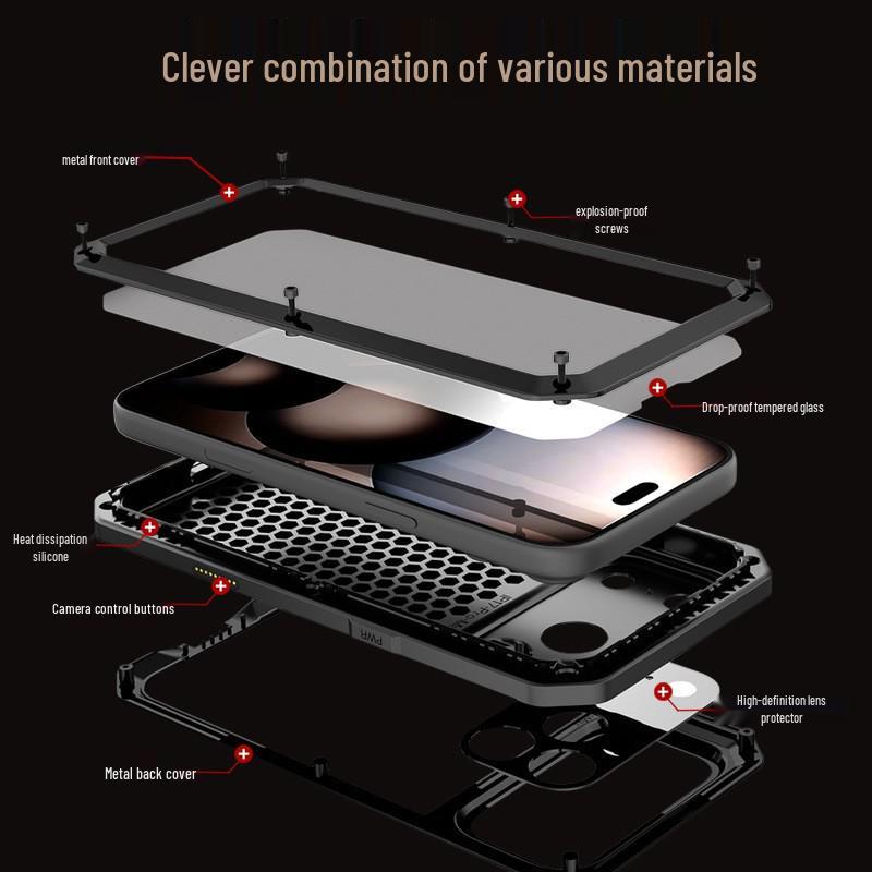Husă Metalică Robustă pentru iPhone 17 Pro Max: Protecție Impermeabilă, Rezistentă la Praf și la Căderi
