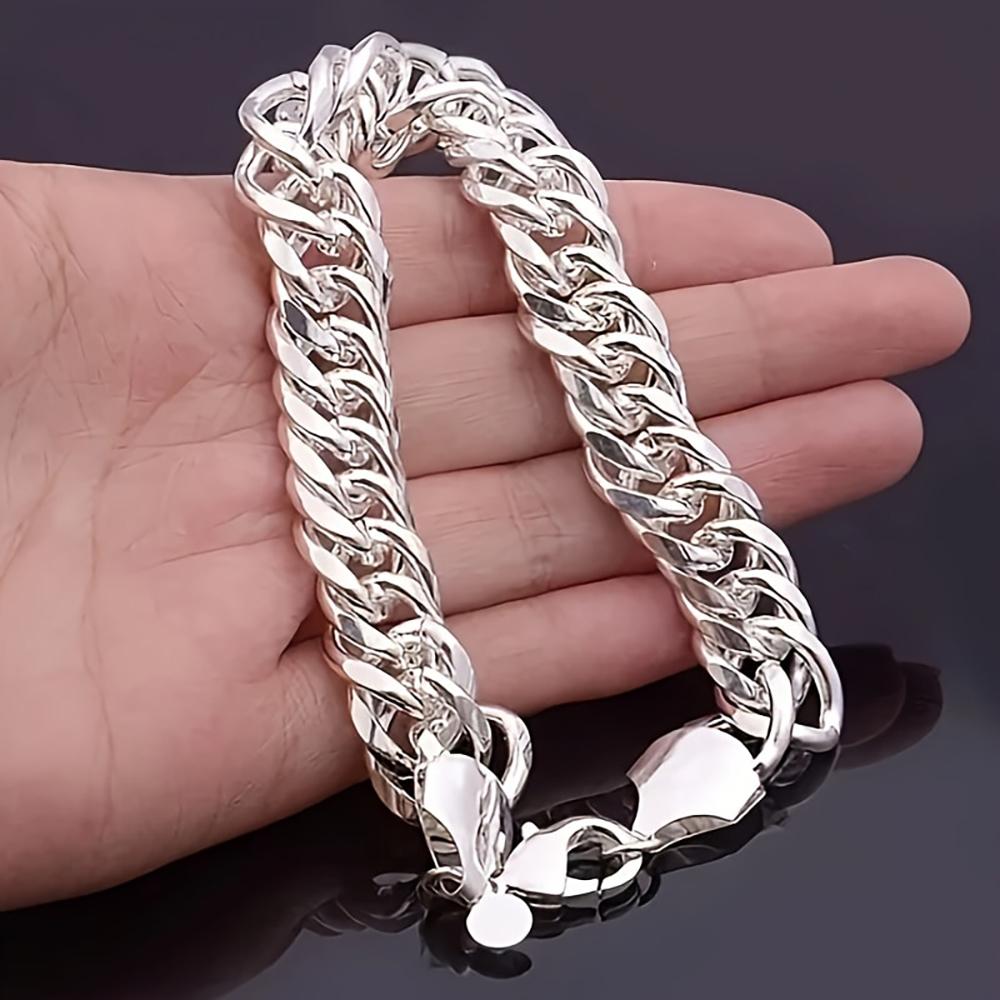 Copper 8 Inches 10MM Men Side Chain Hip Hop Bracelet For Women Fashion Wedding Party Jewelry Accessories