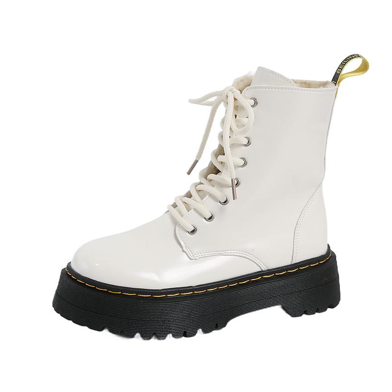 

Зимние ботинки Мартин женские красивые маффины на толстой подошве британский ветер локомотив короткие ботинки ретро ботинки 40 белый