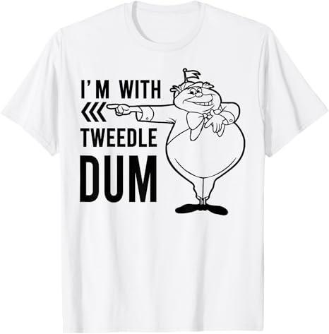 Alice In Wonderland Im With Tweedledum White TShirt S