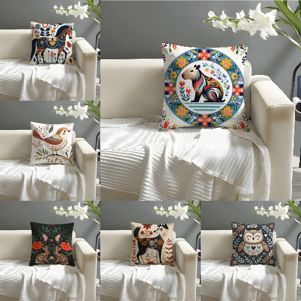 2 Animal And Natural Floral Prints Pillow Case Home Living Room Decoration Linen Pillowcover Pillow Cases Cushion Cover