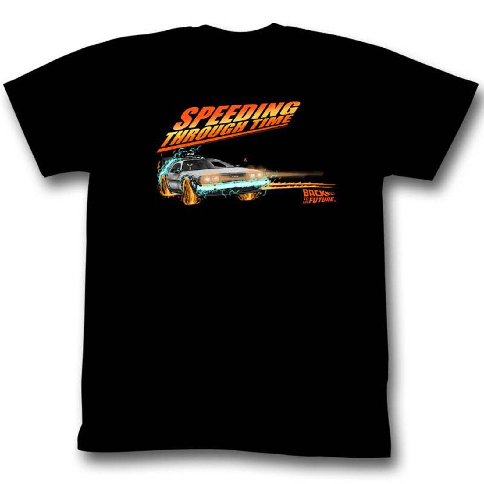 Back to the Future Drifting Through Time Black Adult T-Shirt 4XL