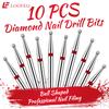 Ball Diamond Nail Drill Bit Set 1.5/2/2.5/3/3.5/4/4.5/5mm Red Fine Nail Milling Cutters Nail File Bit Sets Nail Prep Dead Skin Removal Shaping