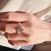Korean Luxury Pink Heart Diamond Ring: Elegant High-Carbon Romantic Women's Jewelry