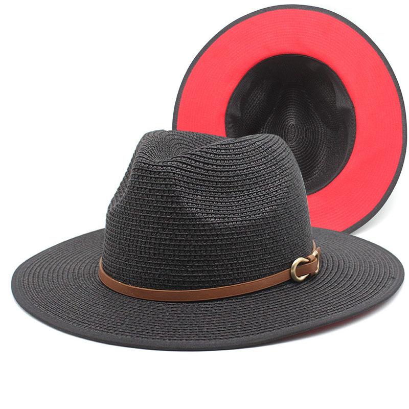

Men S And Women S Top Hats, Straw Hats, Sun Hats, Panama Beach Belt Hats, Summer Men S M（56-58cm） чорний