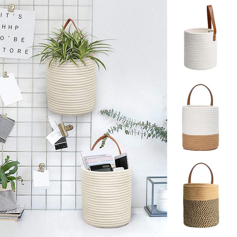 Buy 1PC Flower Basket Woven Plant Basket Handmade Imitation Rattan Wall Hanging Artificial Home