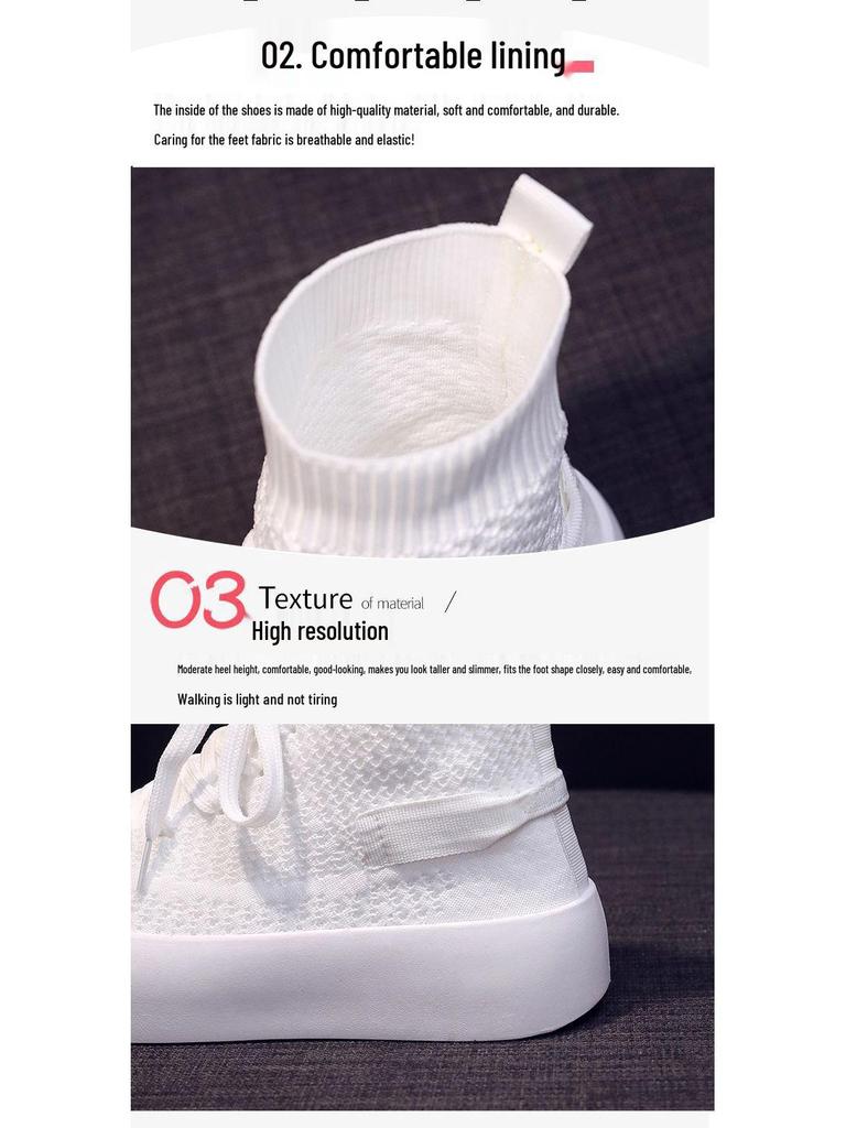Women's Breathable Slimming Knit High-Top Sock Shoes - Spring/Summer 2025 Casual Sports Slip-On