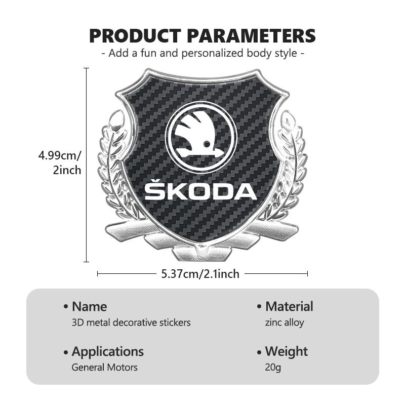 Cycr3 For Skoda 3D Metal Car Side Fender Body Trunk Badge Sticker Accessories VRS Superb Yeti Octavia Enyaq Rapid Karoq Derivati