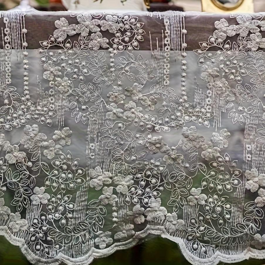 Beige Lace Tablecloth Embroidered Floral Vintage Garden Table Cloth Rectangle Wedding Party French Country Dining Table Cover Elegant Decor