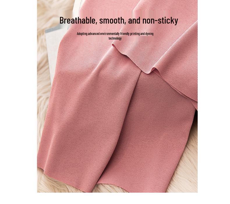 Pantaloni Larghi Estivi da Donna a Vita Alta in Seta Ghiacciata - Modellanti, Drappeggiati, Casual da Studentessa, Vestibilità Larga, Gamba Dritta Stretta.