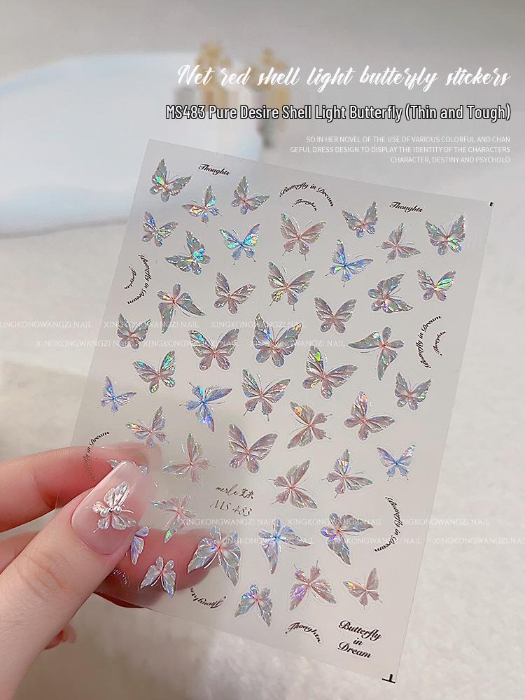 3D Embossed Crystal Butterfly Nail Stickers 2025