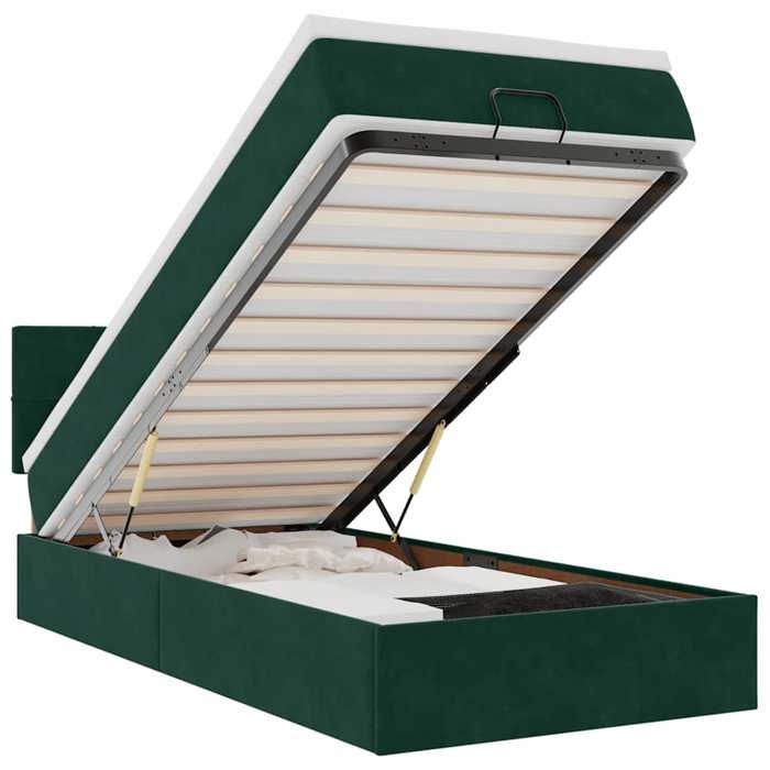 Maison Exclusive - Lit ottoman avec matelas et LED Vert foncé 80x200cm velours