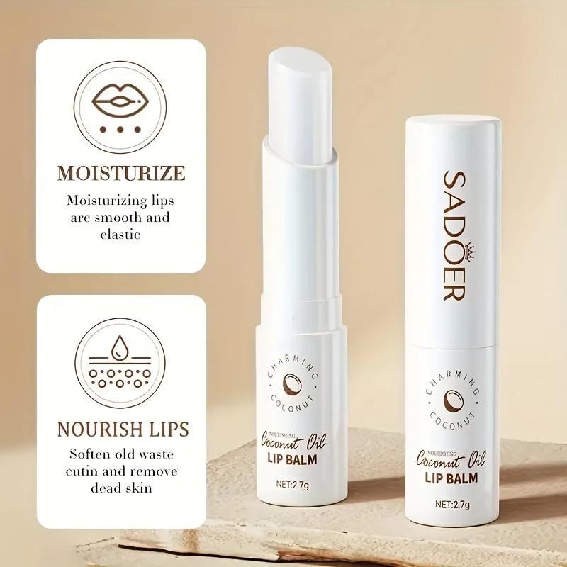 Coconut Lip Balm Natural Moisturizing Treatment for Dry Lips with Vitamin E Hydrating Nourishing Lip Care 2.7g