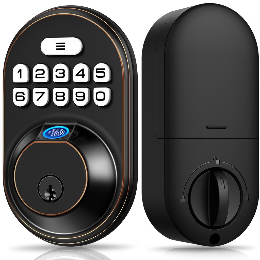Fingerprint Door Lock Keyless Entry Keypad Deadbolt, Anti Peeping Password for Front Door