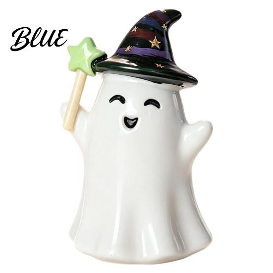 Reading Ghost Decoration Halloween Resin Figurine Creepy Witch Hat Statue Decor Pumpkin Ornament for Holiday Party