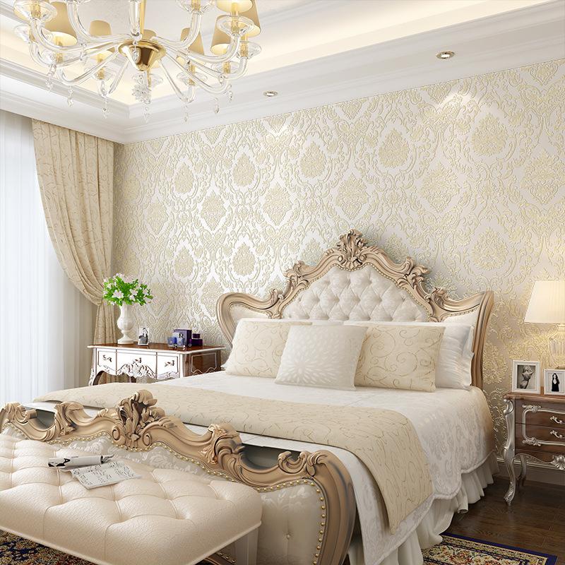 Self-adhesive Wallpaper 3D Three-dimensional European Non-woven Wallpaper Fine Pressure Thickened Bedroom Living Room Background Wall Sticker Warm