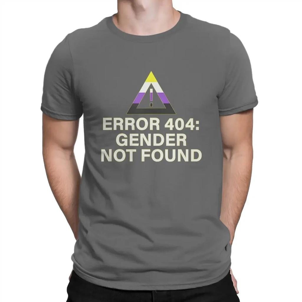 Gender Not Found Agender Non Binary Pride Awesome Cotton Tee Shirt Unisex TShirt Short Sleeve Error T Shirts Crewneck Clothes