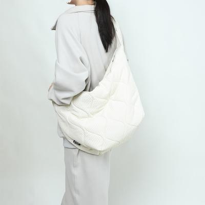 Padded Cotton Bag Crossbody Bag Autumn and Winter Small Embroidered Thread Cotton Clothing Bag Large Capacity Tote Bag Dumpling Bag