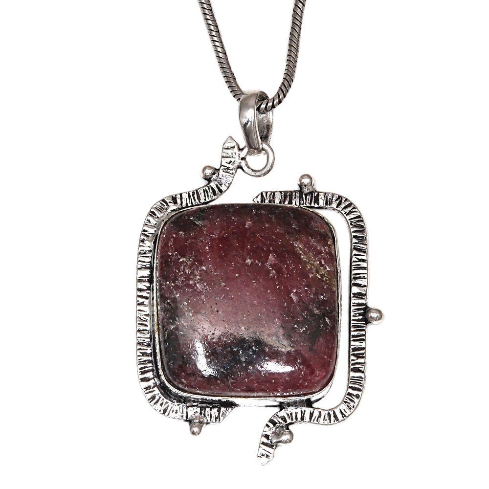 

Necklace Rhodonite Gemstone Handmade Silver Jewelry 2.75