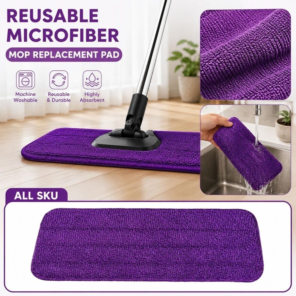 Reusable Microfiber Mop Pads Replacement for Flat Mop Machine Washable Durable Cleaning Cloth Suitable for Household Floor Cleaning