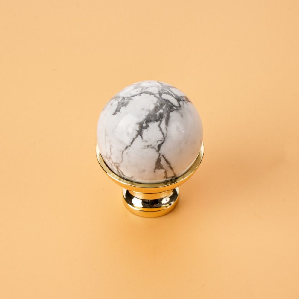 Multiple Colors Drawer Pull Handles Single Hole Electroplate Cabinet Knobs Decoration Brass and Marble Light Luxury