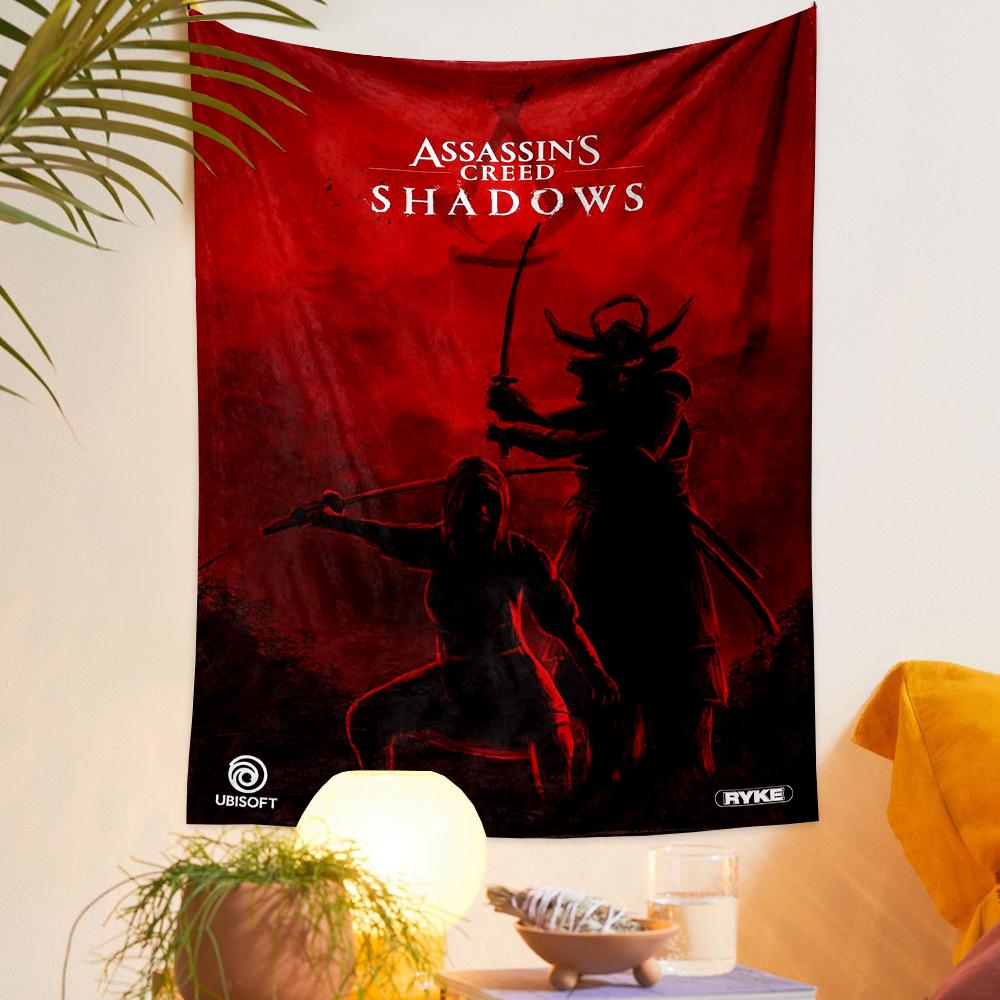 Assassins Creed Shadows Samurai Red Ubisoft Gamers Wall Hanging Tapestry for Bedroom Wall Decor